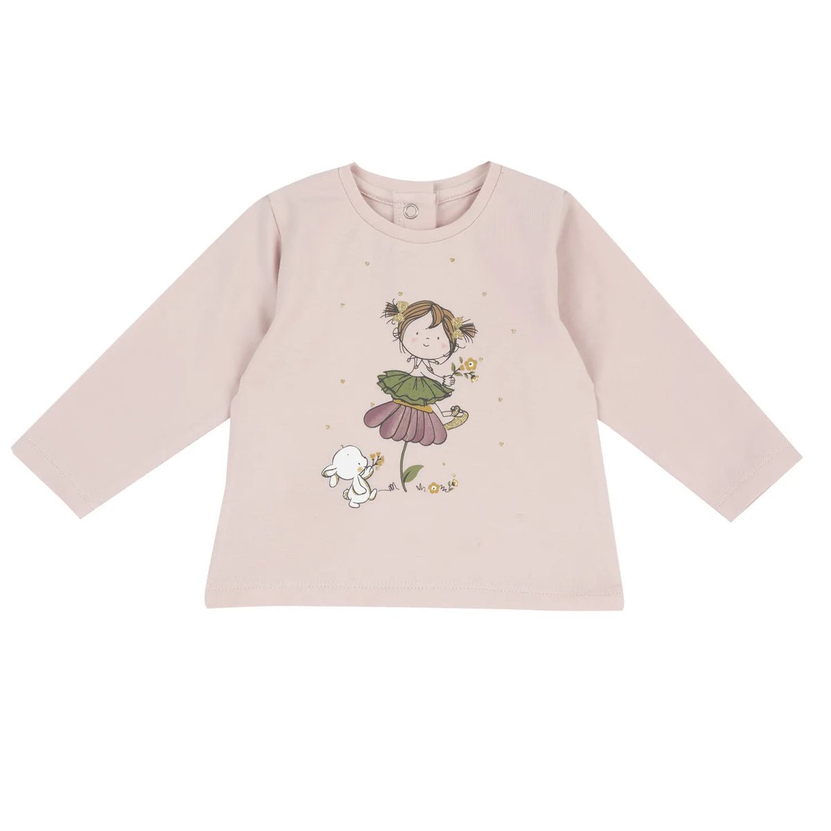 Girls Light Pink Printed Long Sleeve T-shirt