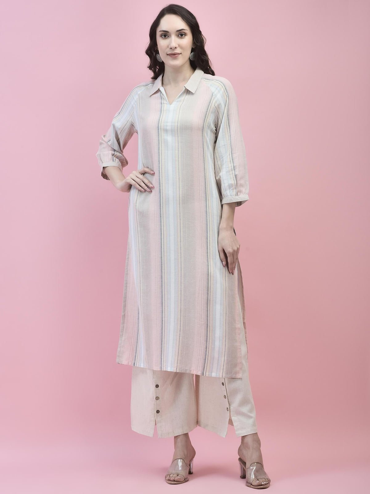 Women Cotton Pink Printed Kurta