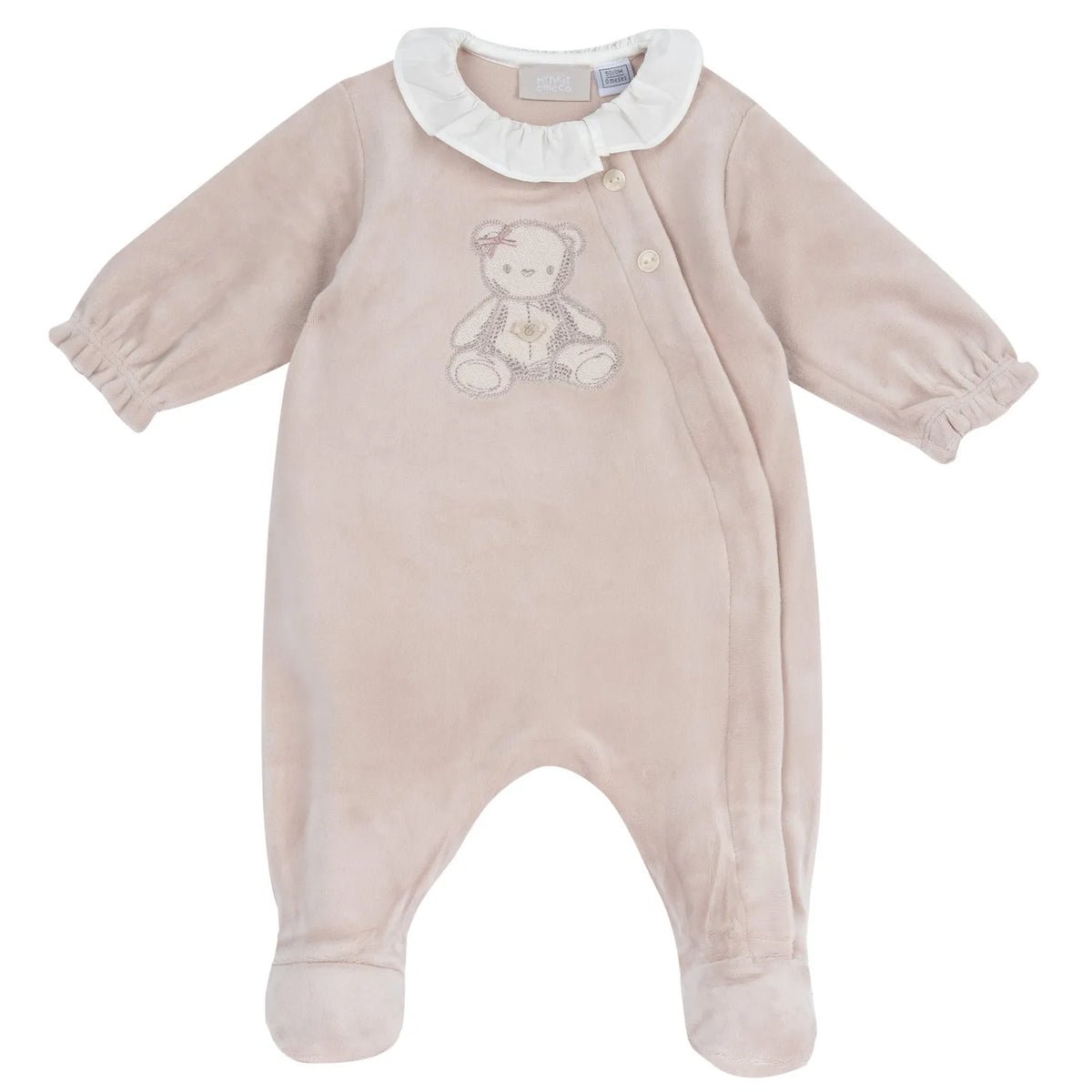 Girls Light Pink Embroidered Front Opening Babysuit
