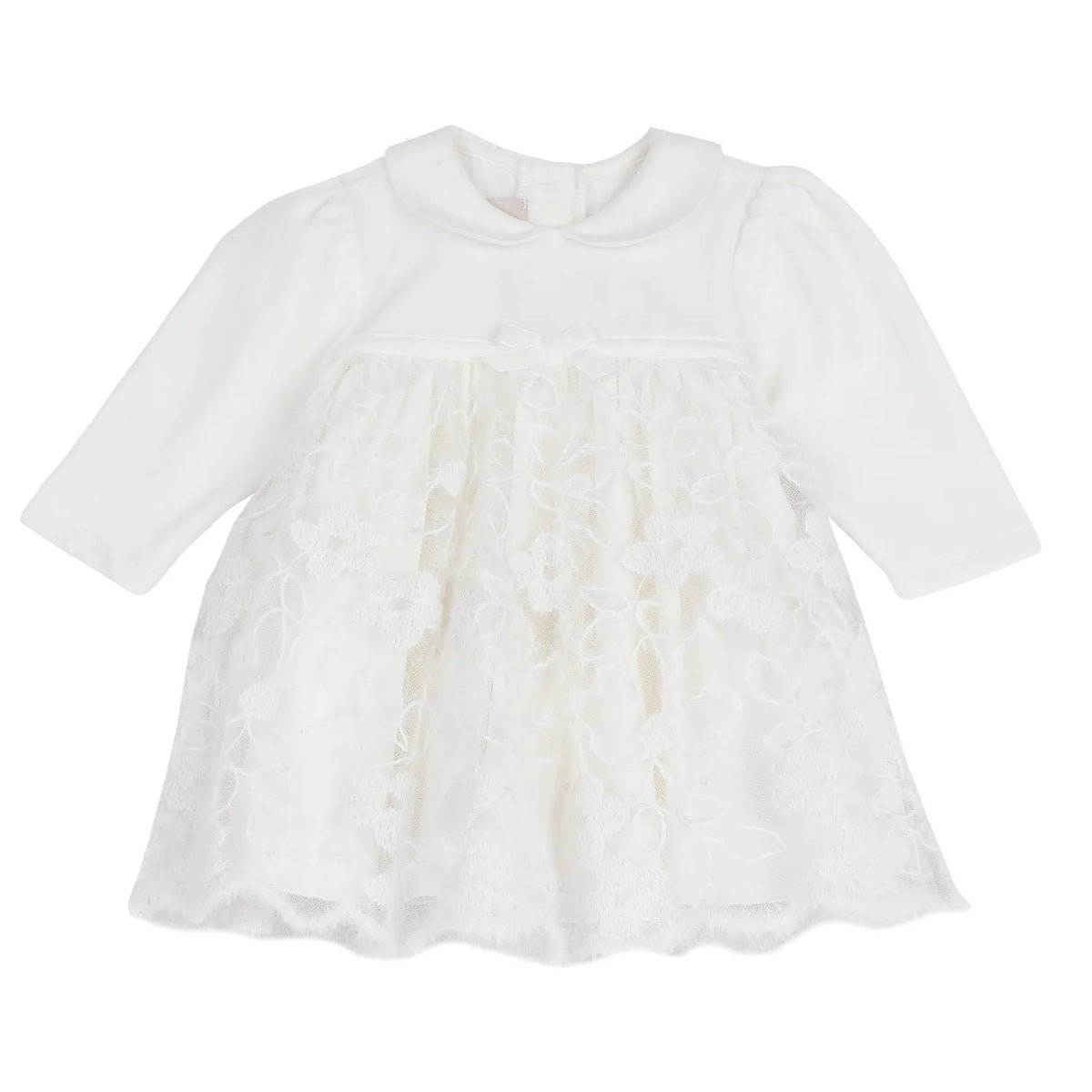 Girls White Self Design A-Line Dress