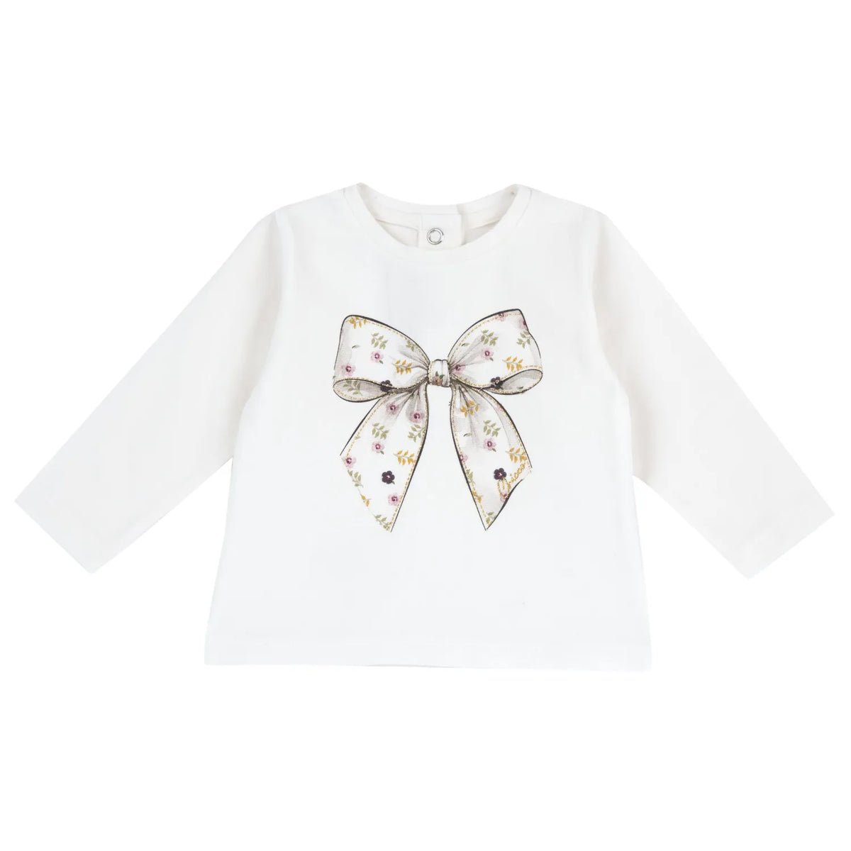 Girls White Printed Long Sleeve T-shirt