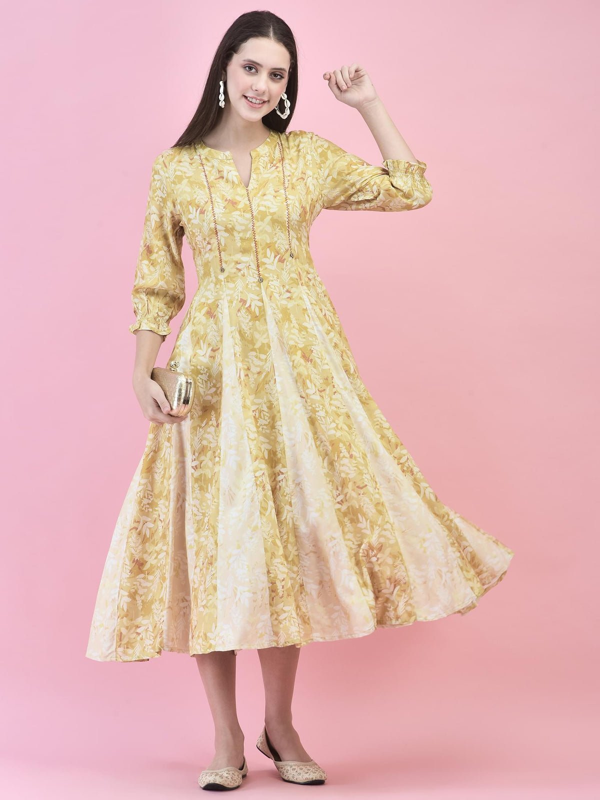 Women Lime Green Liva Rayon Dress