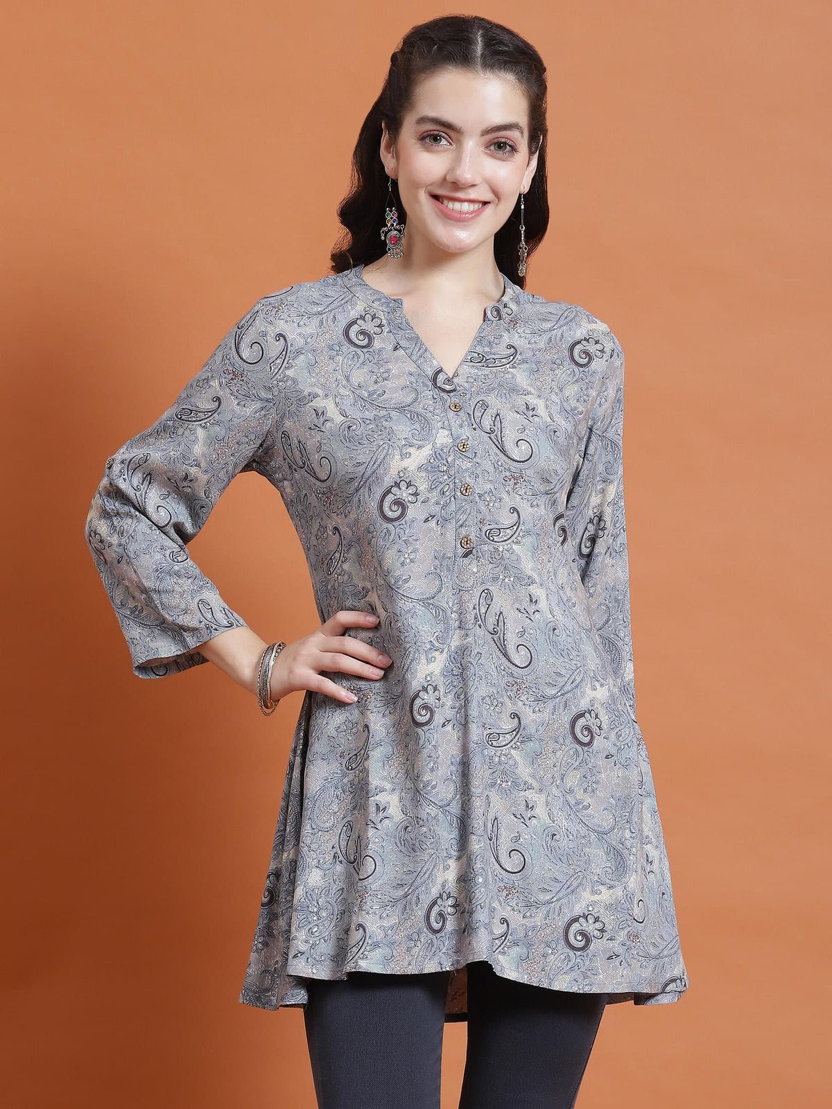 Women Blue Paisley Print Tunic